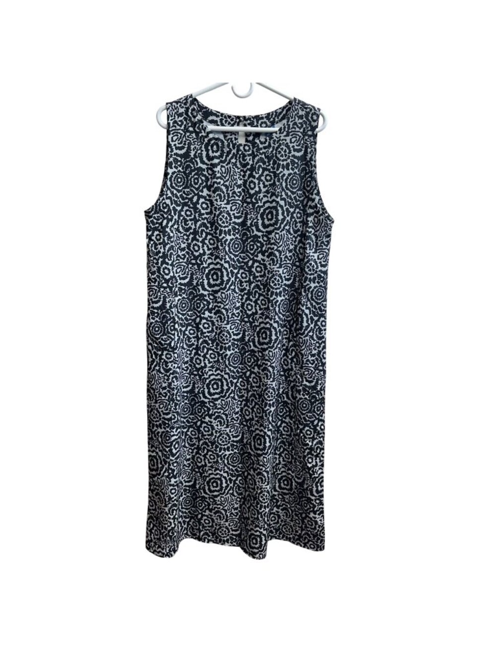 RipSkirt Womens Sun Dress Long Maxi Size L Dark Gray Floral Pockets Travel Swim